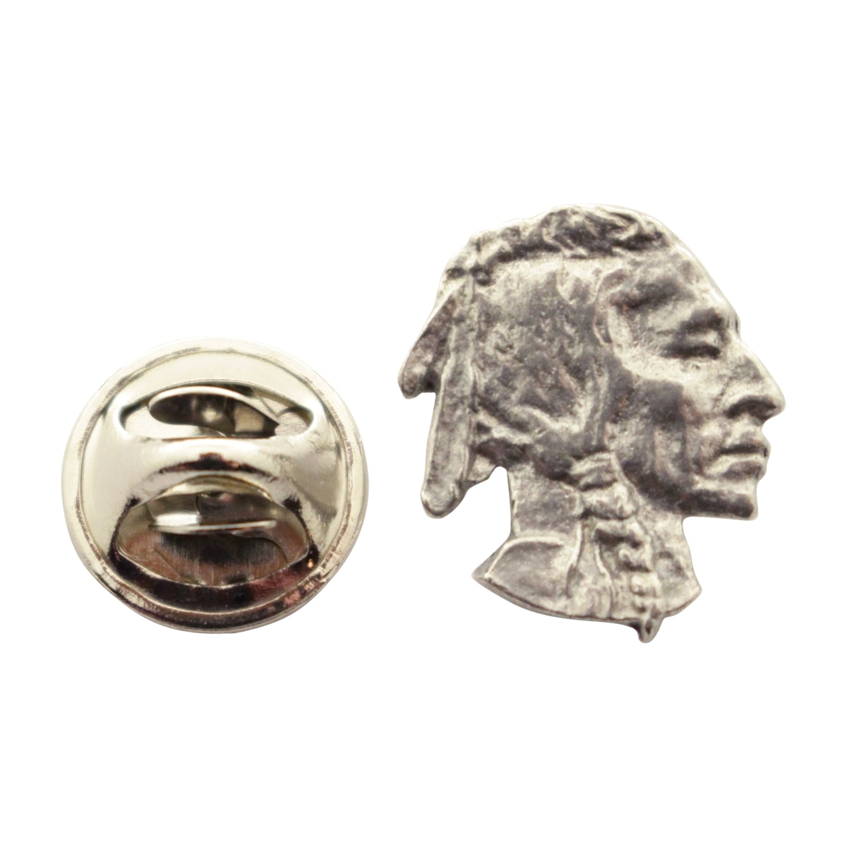 Native American Portrait Mini Pin ~ Antiqued Pewter ~ Miniature Lapel Pin ~ Sarah's Treats & Treasures